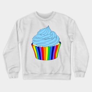 Rainbow Cupcake with Blue Icing Crewneck Sweatshirt